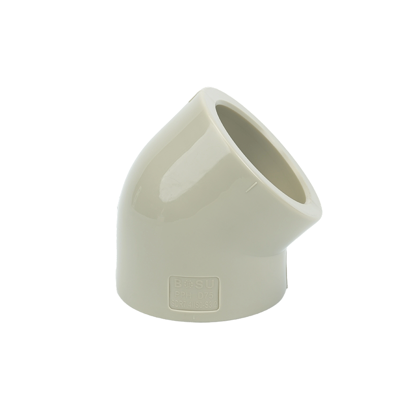 β--PPH 45 ডিগ্রি এলবো থার্মো-ফিউশন সকেট ফিটিং 1.6MPa
